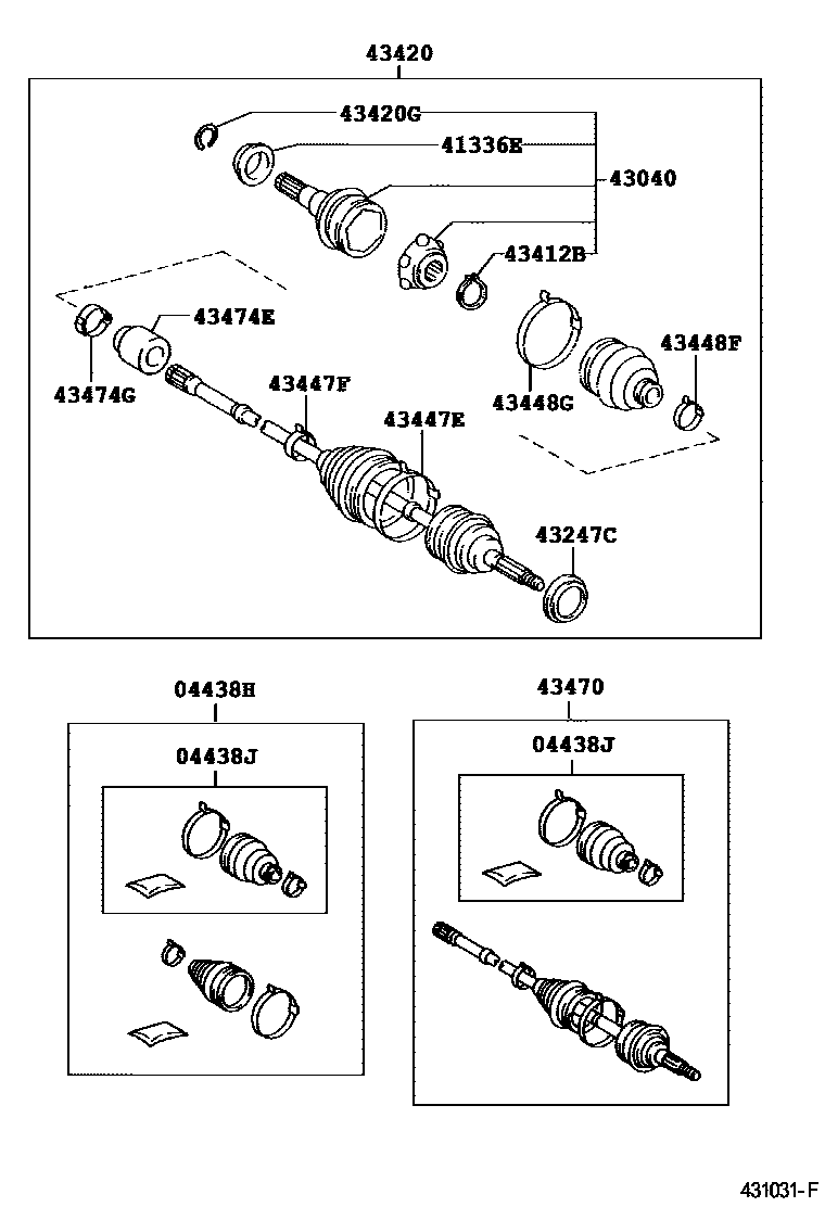Toyota CAMRY Front Drive Shaft EPC diagram — 431031F