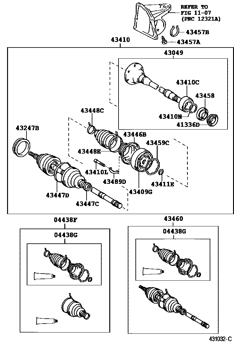 Toyota CAMRY Front Drive Shaft EPC diagram — 431032C