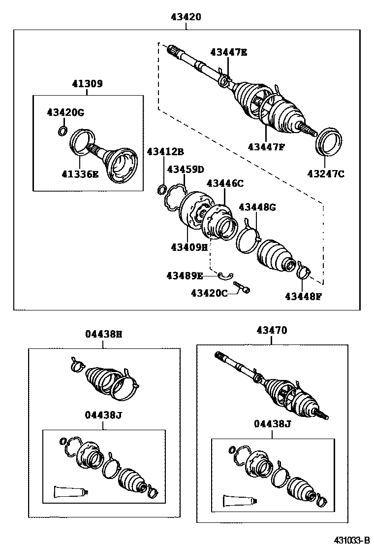 Toyota CAMRY Front Drive Shaft EPC diagram — 431033B