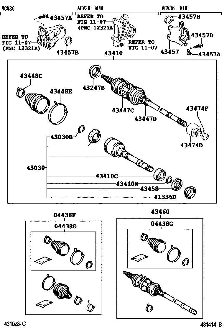 Toyota CAMRY Front Drive Shaft EPC diagram — 431414B