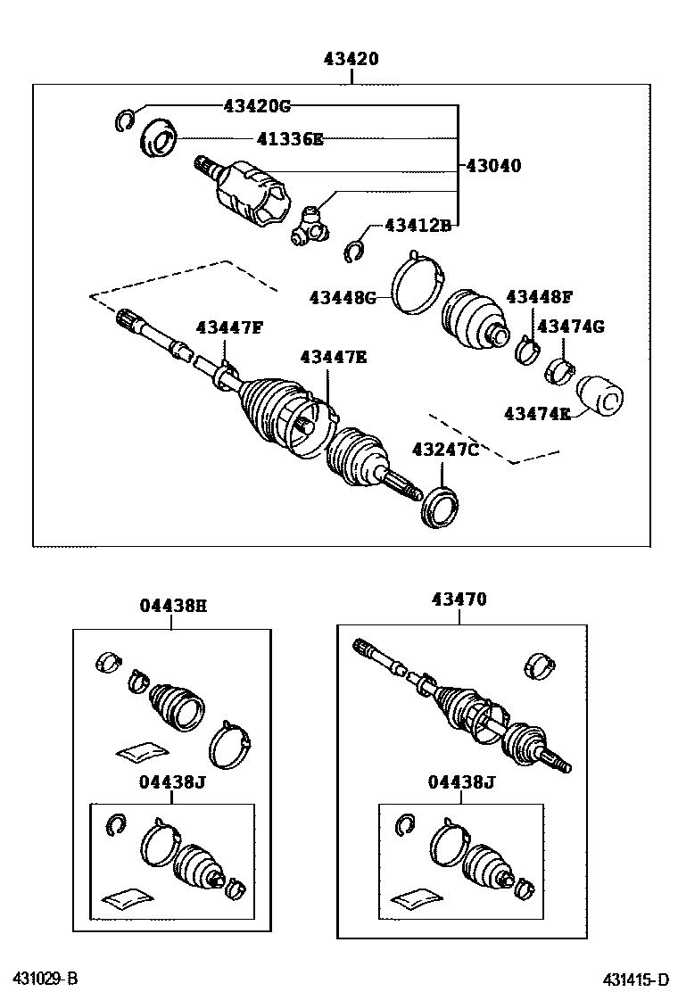 Toyota CAMRY Front Drive Shaft EPC diagram — 431415D