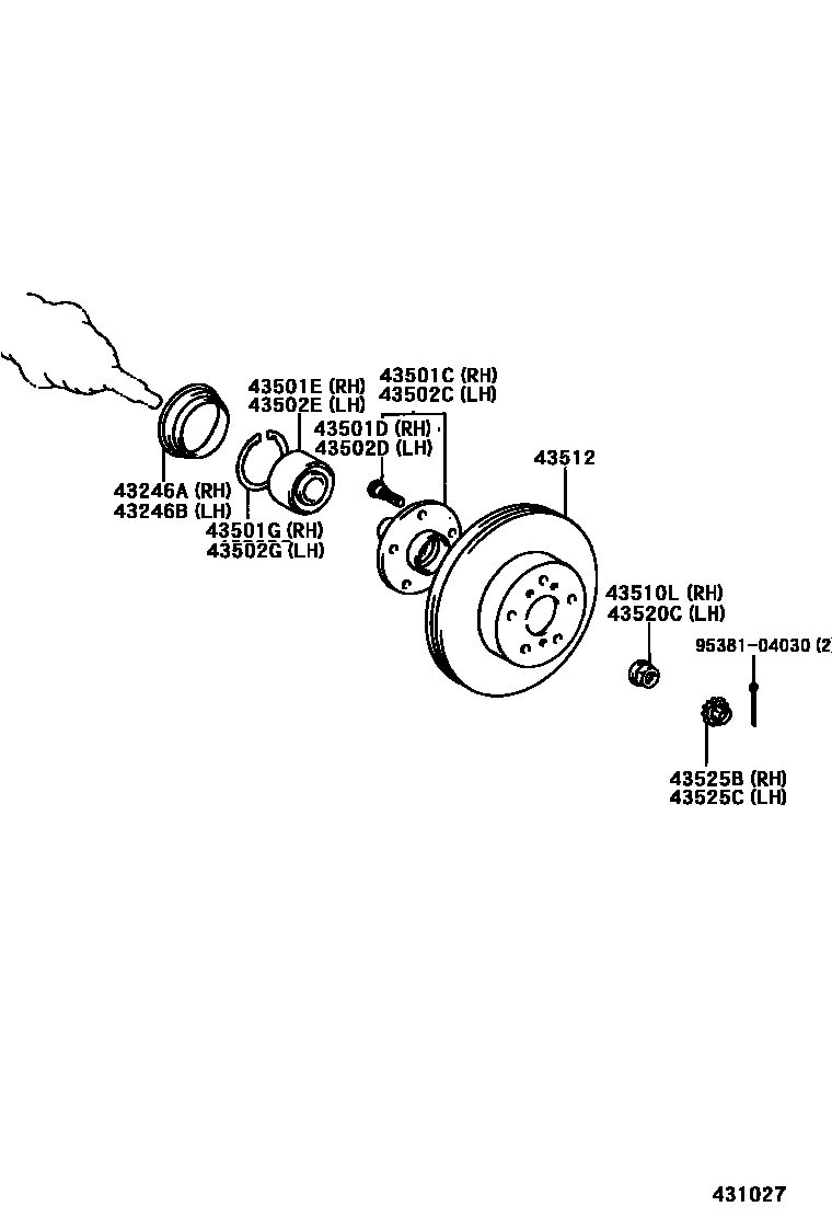 Toyota CAMRY Front Axle Hub EPC diagram — 431027