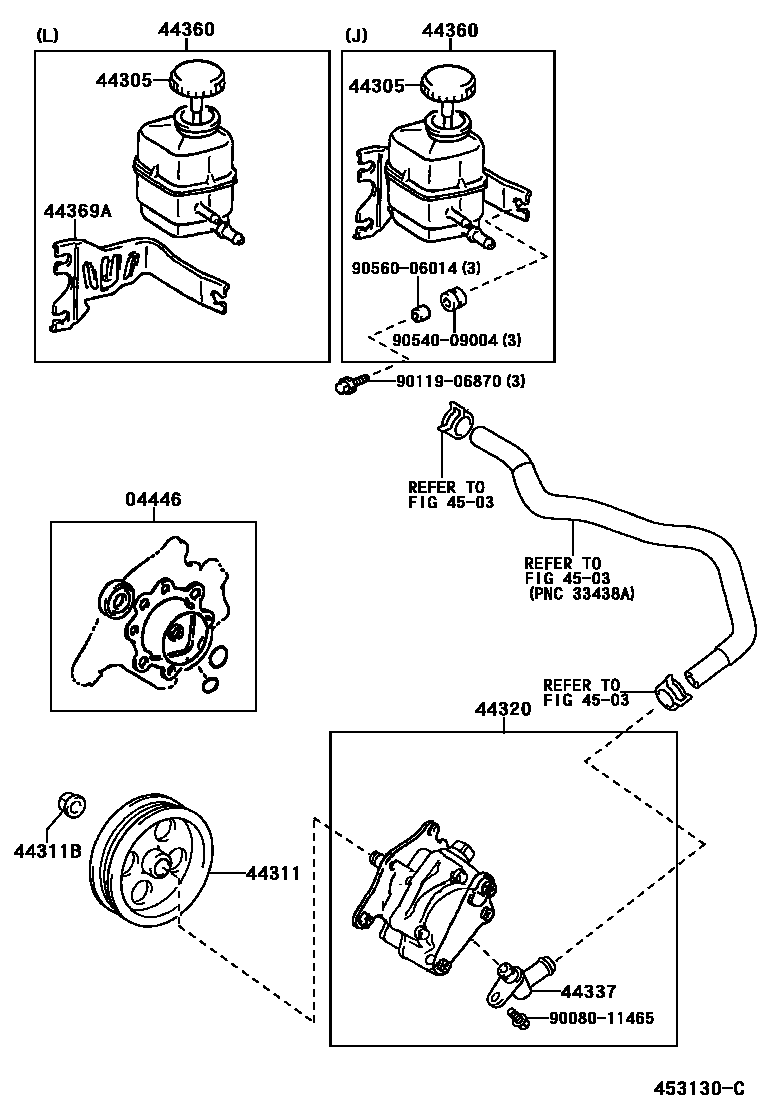 Toyota CAMRY 叶片泵和储油罐(动力转向) EPC diagram — 453130C