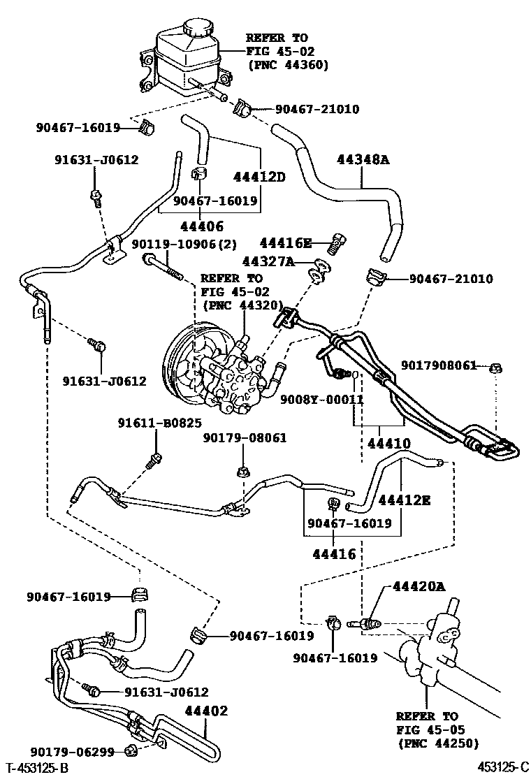 Toyota CAMRY 动力转向配管 EPC diagram — 453125C