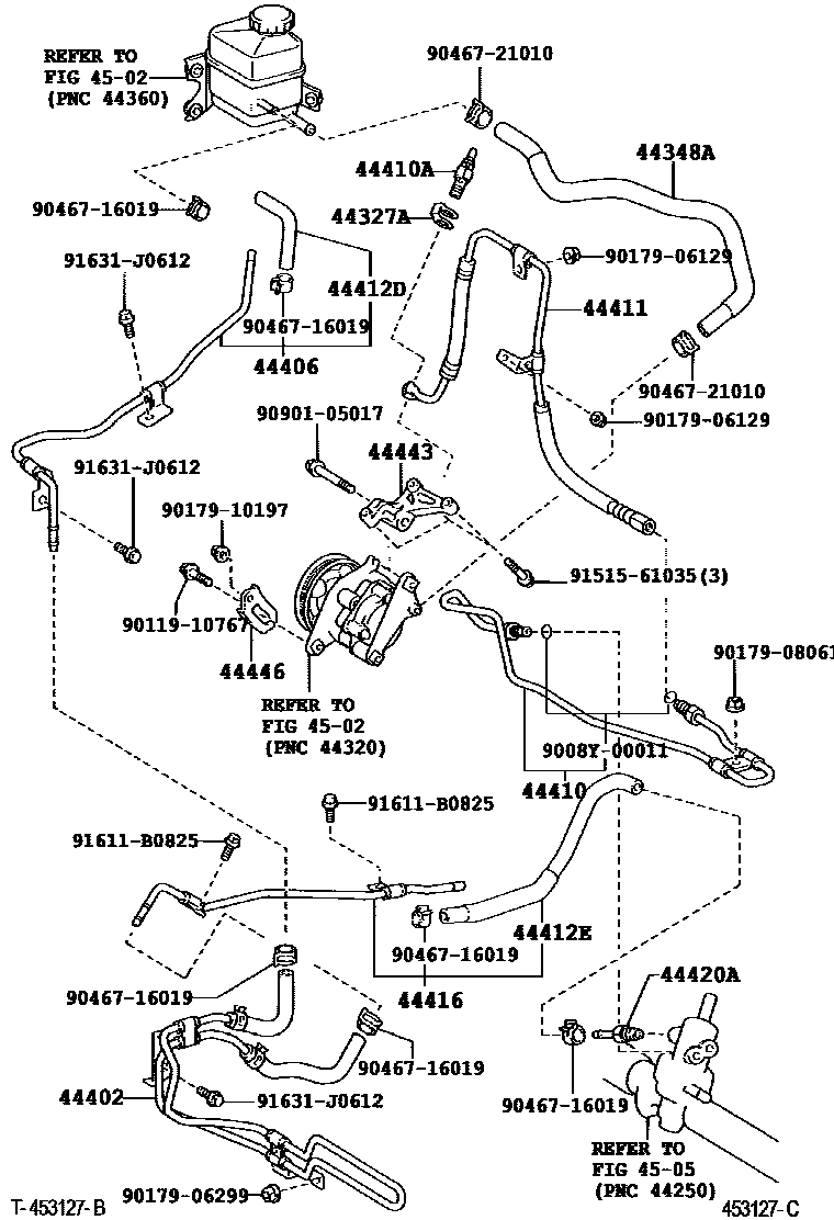 Toyota CAMRY 动力转向配管 EPC diagram — 453127C