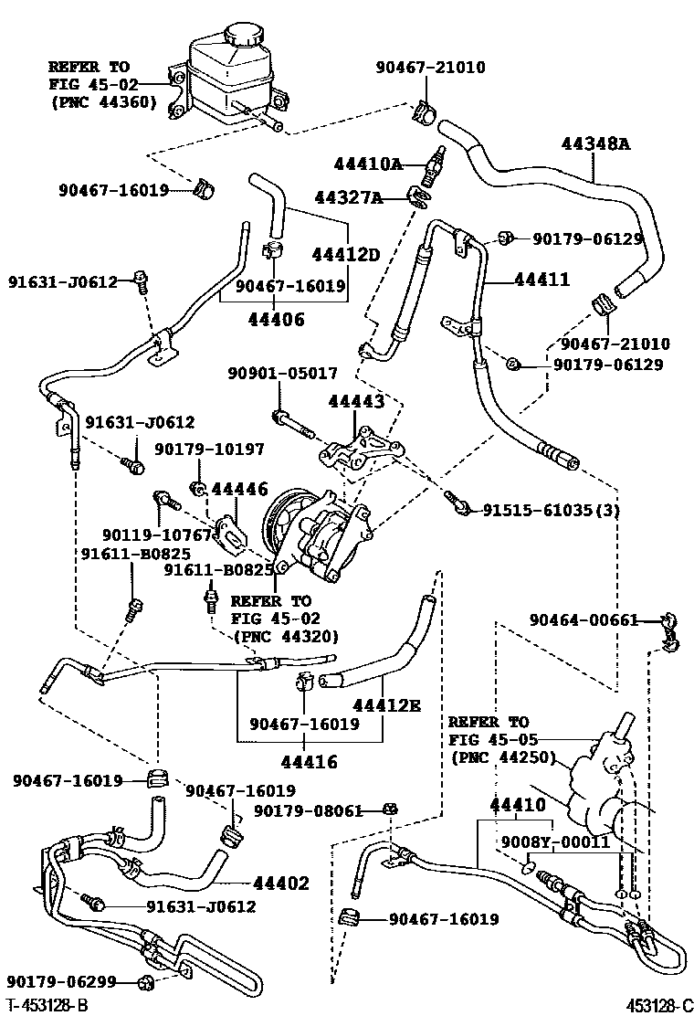 Toyota CAMRY 动力转向配管 EPC diagram — 453128C