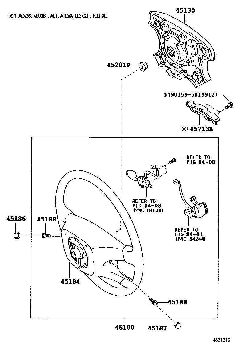 Toyota CAMRY Steering Wheel EPC diagram — 453121C