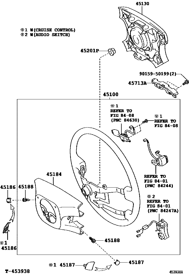 Toyota CAMRY Steering Wheel EPC diagram — 453938A