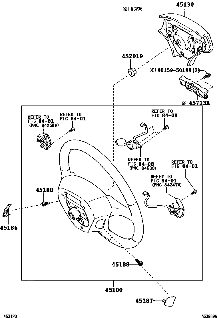 Toyota CAMRY Steering Wheel EPC diagram — 453939A