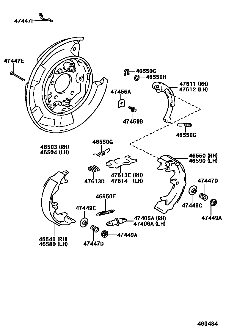 Toyota CAMRY Parking Brake & Cable EPC diagram — 460484