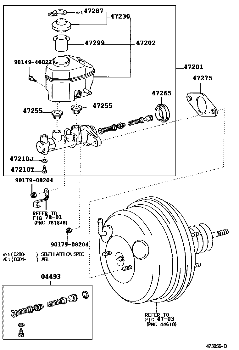 Toyota CAMRY 制动总泵 EPC diagram — 473056D