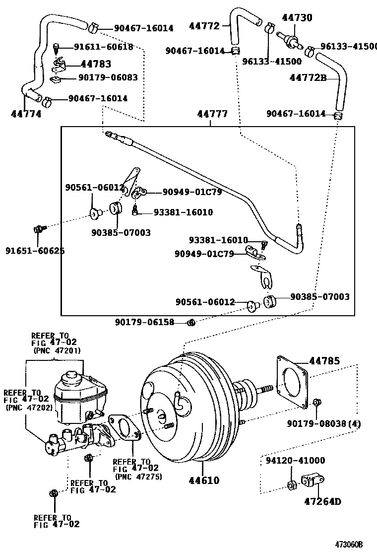 Toyota CAMRY 制动助力器和真空管 EPC diagram — 473060B