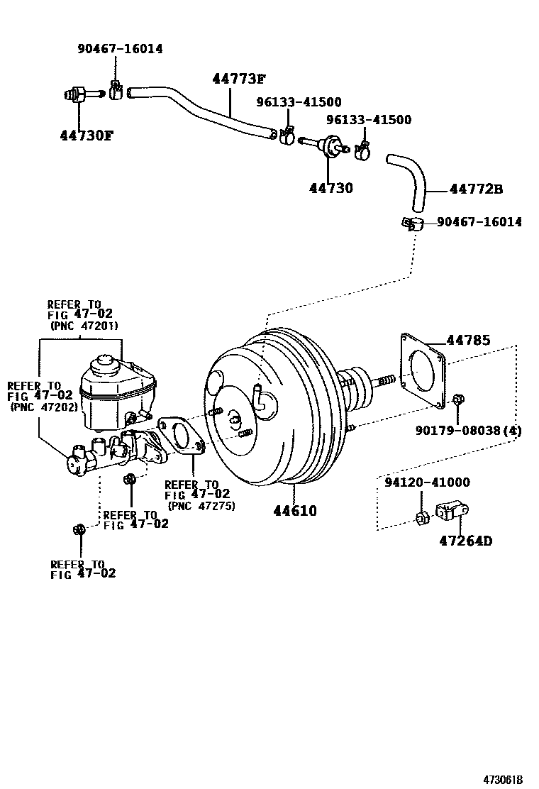 Toyota CAMRY 制动助力器和真空管 EPC diagram — 473061B