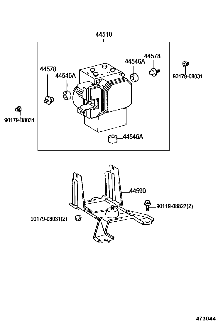 Toyota CAMRY 制动配管和卡箍 EPC diagram — 473044