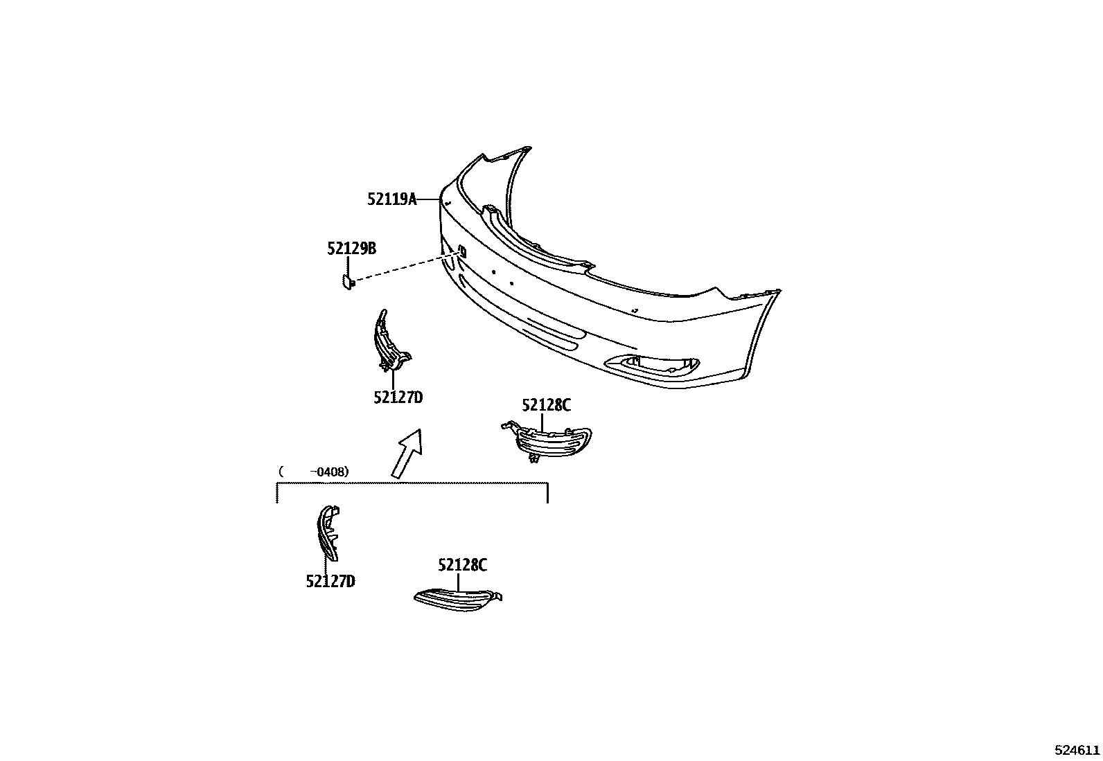 Toyota CAMRY 前保险杠及附件 EPC diagram — 524611