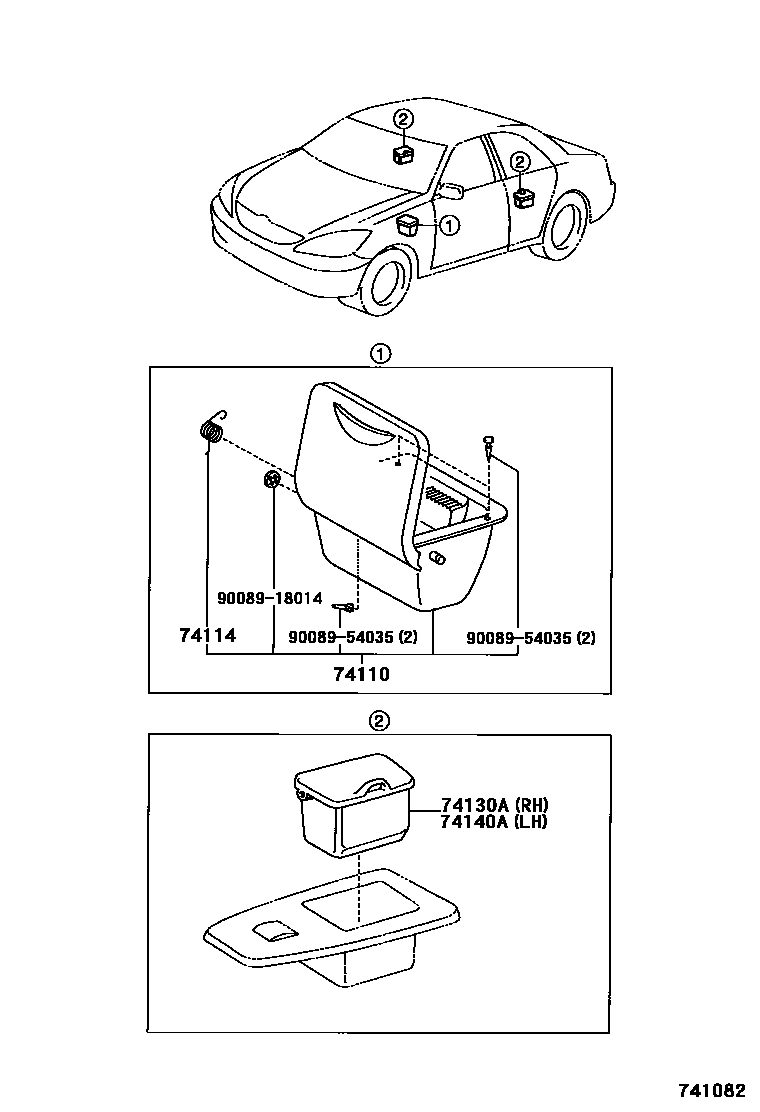 Toyota CAMRY 烟灰盒 EPC diagram — 741082