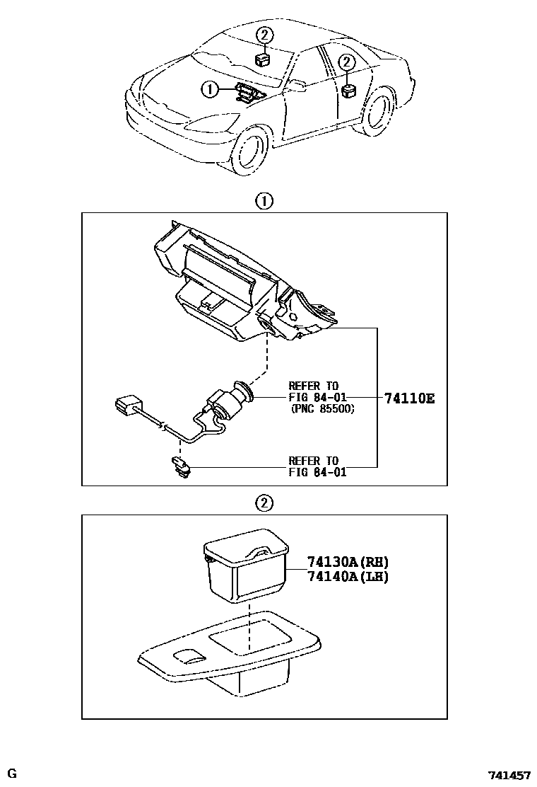 Toyota CAMRY 烟灰盒 EPC diagram — 741457
