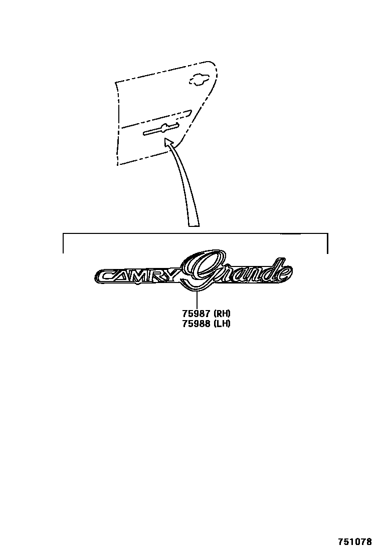 Toyota CAMRY 车身镶条 EPC diagram — 751078