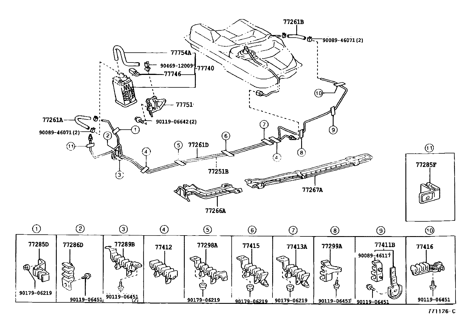 Toyota CAMRY 燃油箱和燃油管 EPC diagram — 771126C