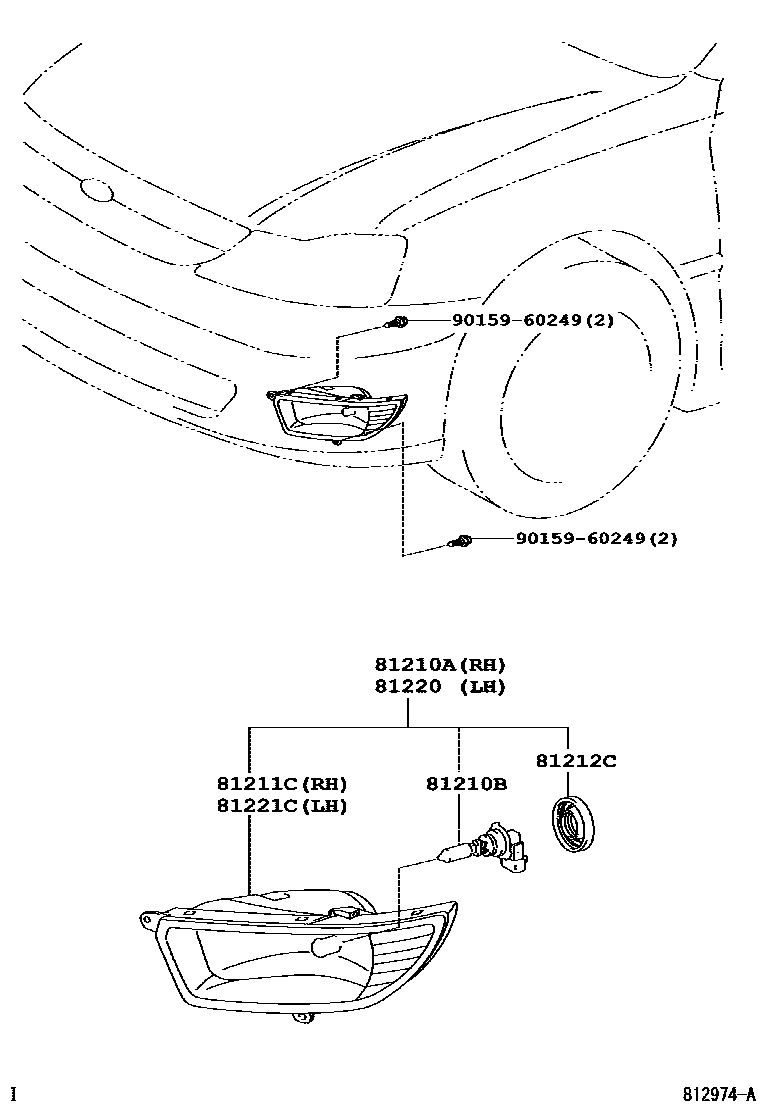 Toyota CAMRY Fog Lamp EPC diagram — 812974A