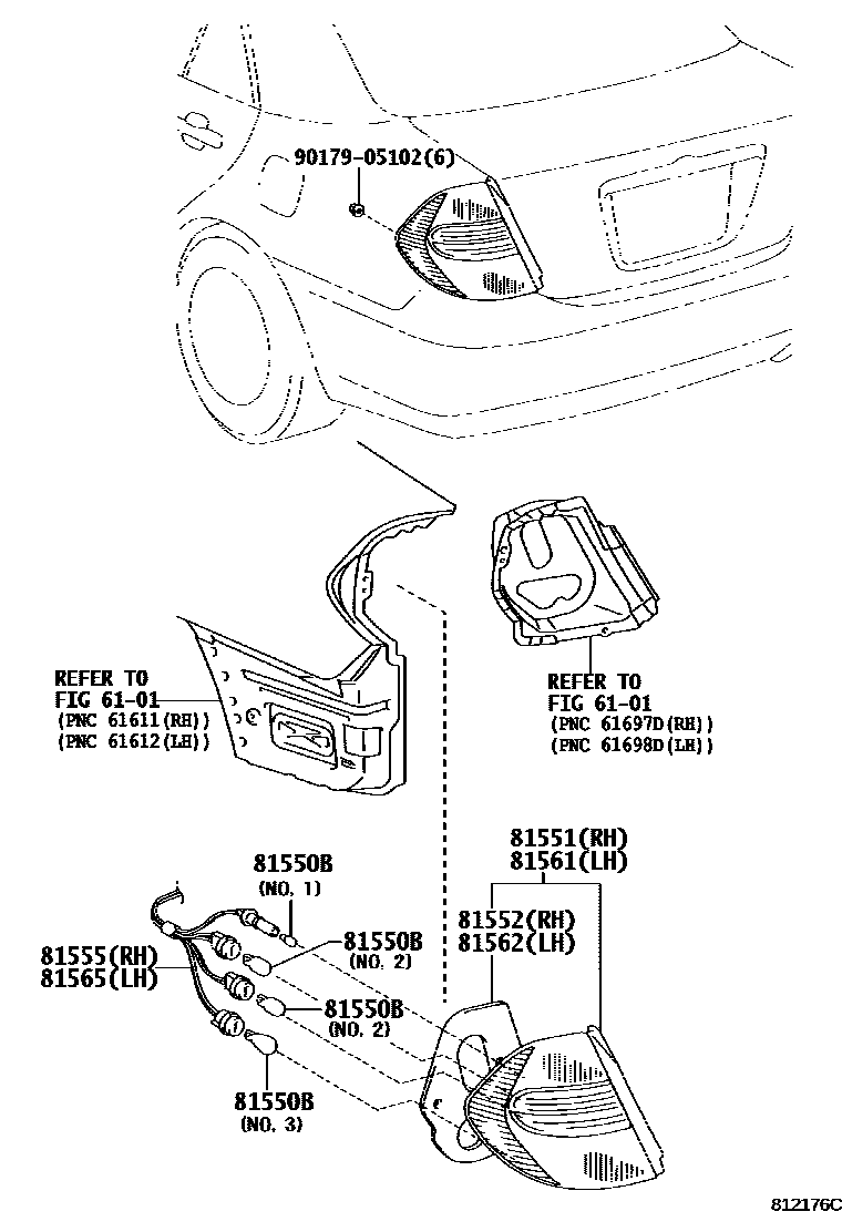 Toyota CAMRY 后组合灯 EPC diagram — 812176C