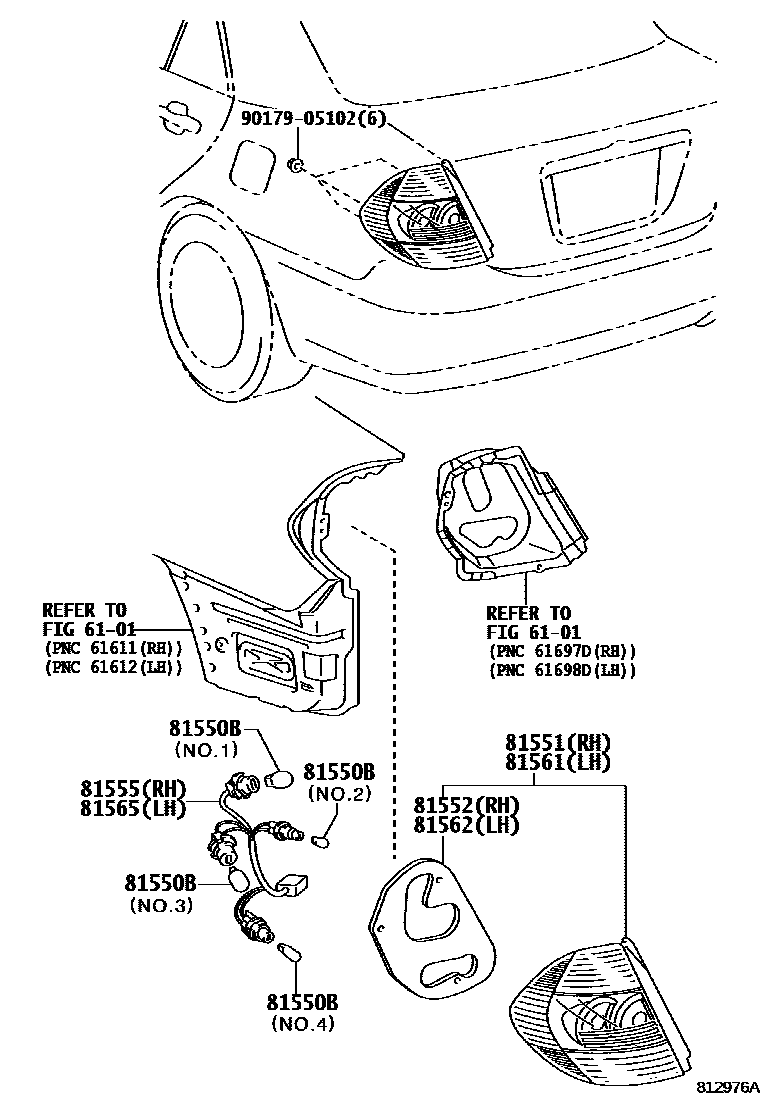 Toyota CAMRY 后组合灯 EPC diagram — 812976A