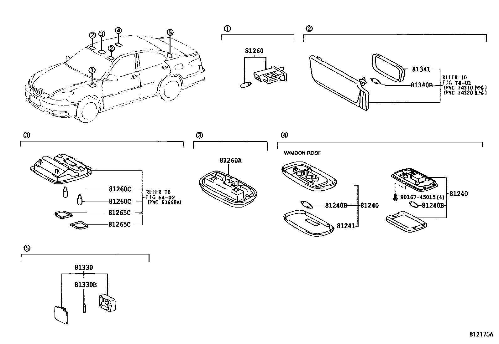 Toyota CAMRY 车内灯 EPC diagram — 812175A