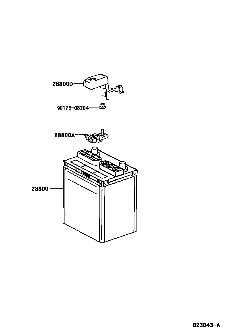 Toyota CAMRY 蓄电池和蓄电池电缆 EPC diagram — 823043A