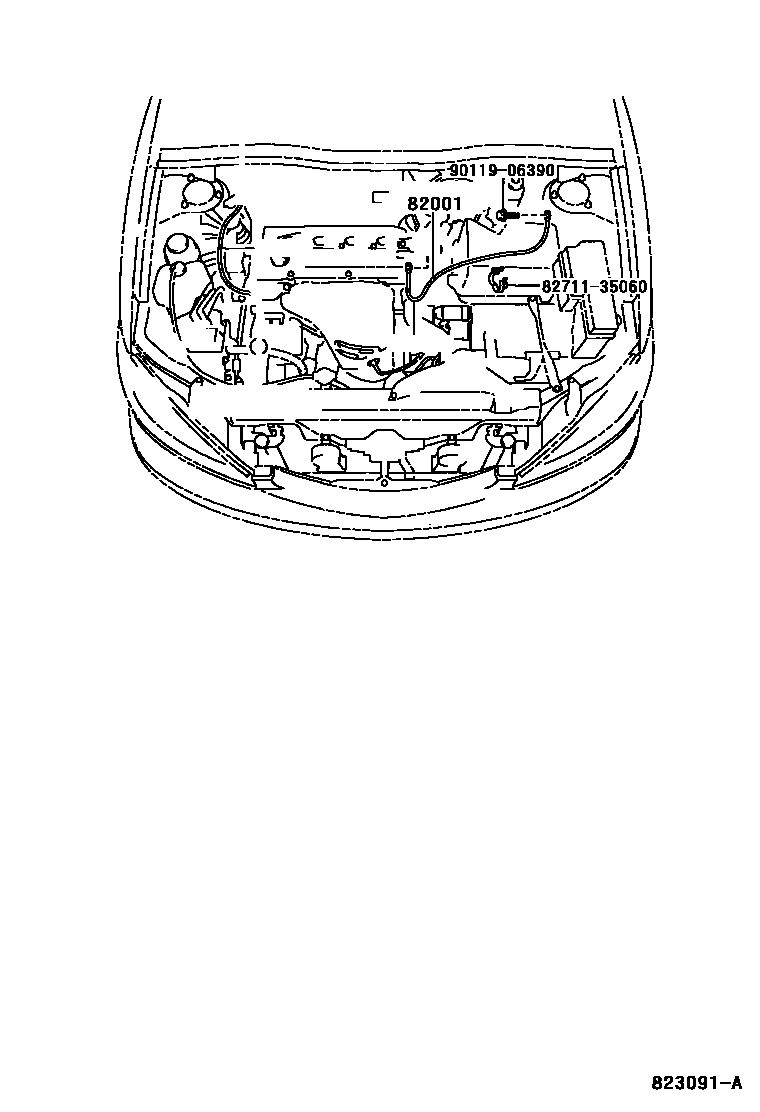Toyota CAMRY 线束和卡夹 EPC diagram — 823091A
