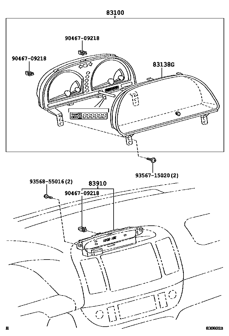 Toyota CAMRY 仪表 EPC diagram — 830801B