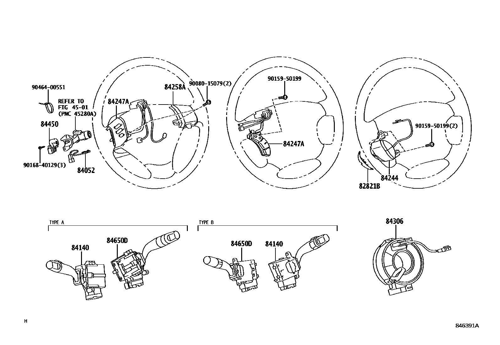 Toyota CAMRY 开关和继电器和ECU EPC diagram — 846391A