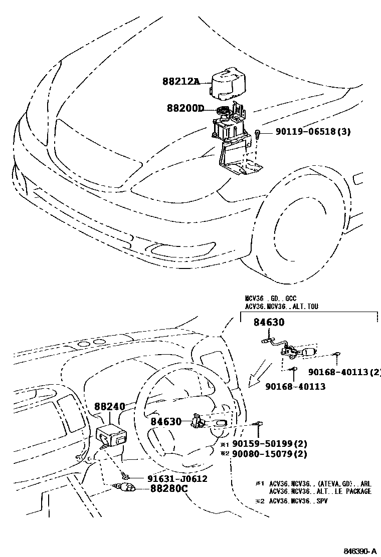 Toyota CAMRY 巡航控制(自动行驶) EPC diagram — 846390A
