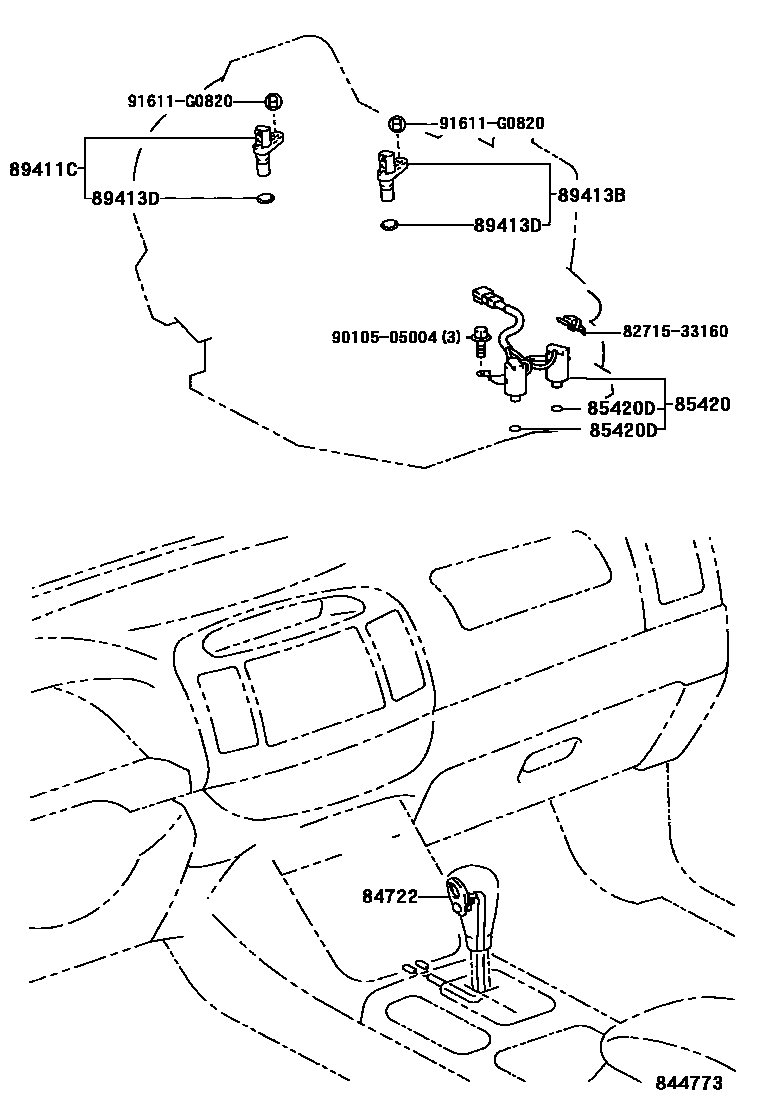 Toyota CAMRY 超速档和电子控制变速器 EPC diagram — 844773