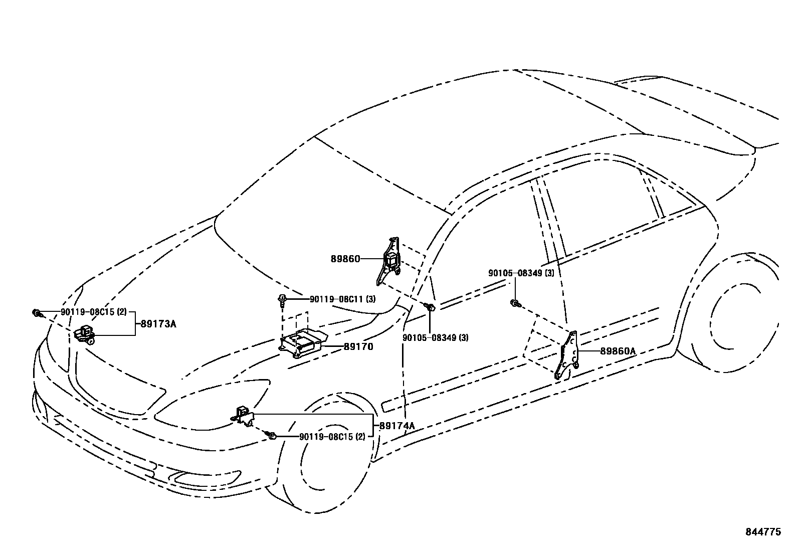 Toyota CAMRY 空气囊 EPC diagram — 844775