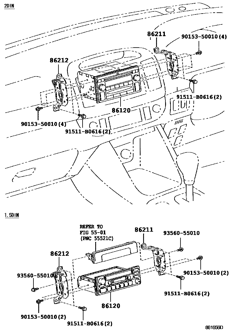 Toyota CAMRY 收音机、放大器和冷凝器 EPC diagram — 861656D