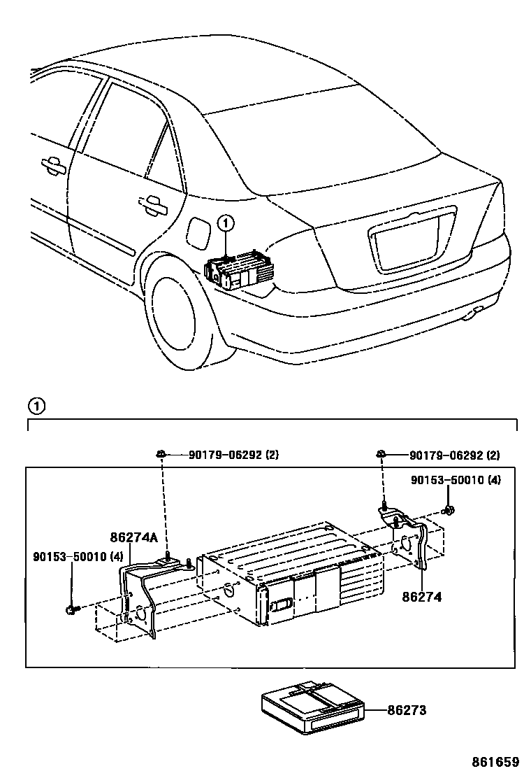Toyota CAMRY 收音机、放大器和冷凝器 EPC diagram — 861659