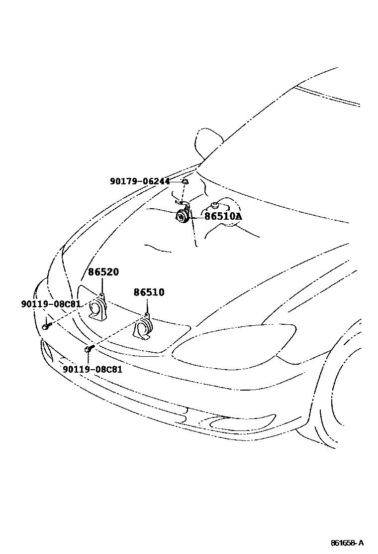 Toyota CAMRY 喇叭 EPC diagram — 861658A
