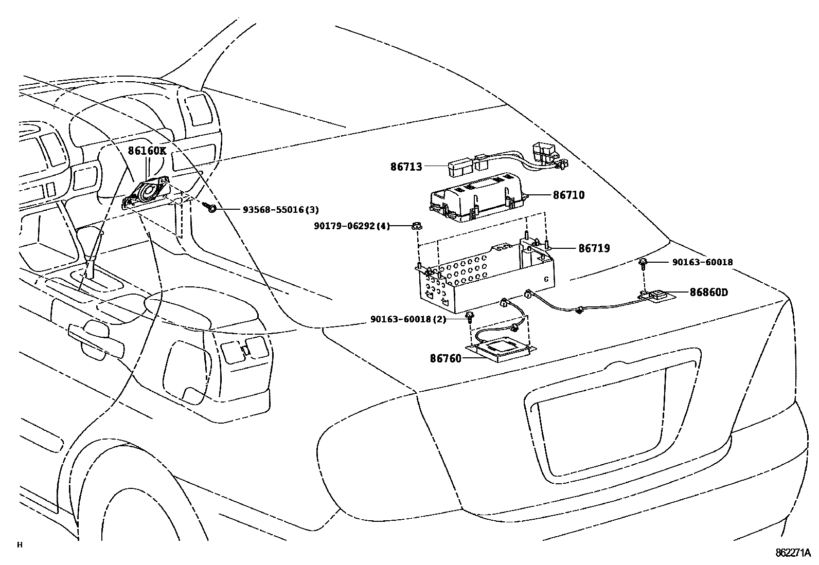 Toyota CAMRY 车载电话和呼救装置 EPC diagram — 862271A