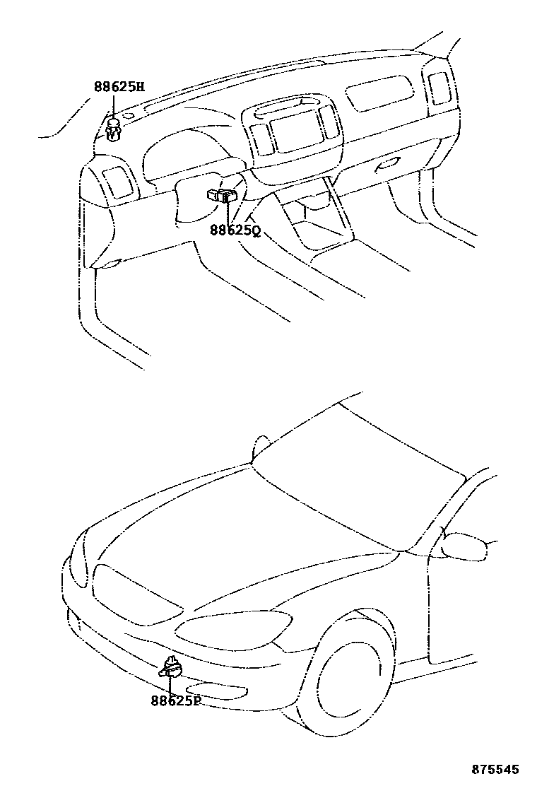 Toyota CAMRY 暖风和空调系统 - 控制器和风管 EPC diagram — 875545