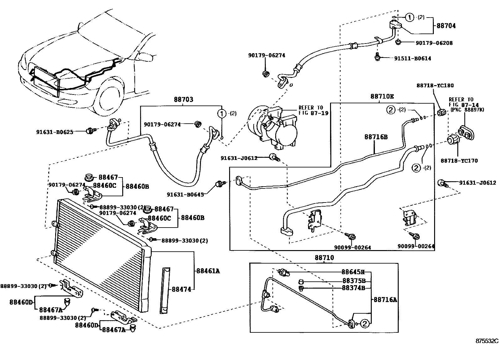 Toyota CAMRY Heating & Air Conditioning - Cooler Piping EPC diagram — 875532C