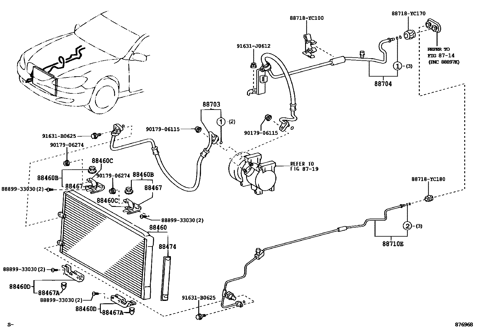 Toyota CAMRY Heating & Air Conditioning - Cooler Piping EPC diagram — 876968