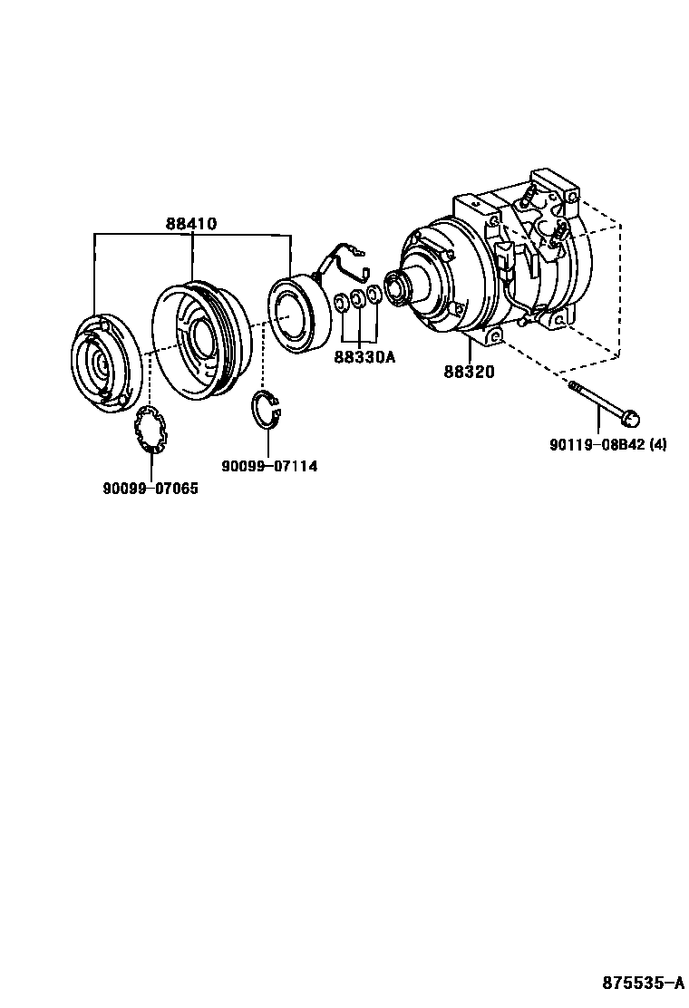 Toyota CAMRY Heating & Air Conditioning - Compressor EPC diagram — 875535A