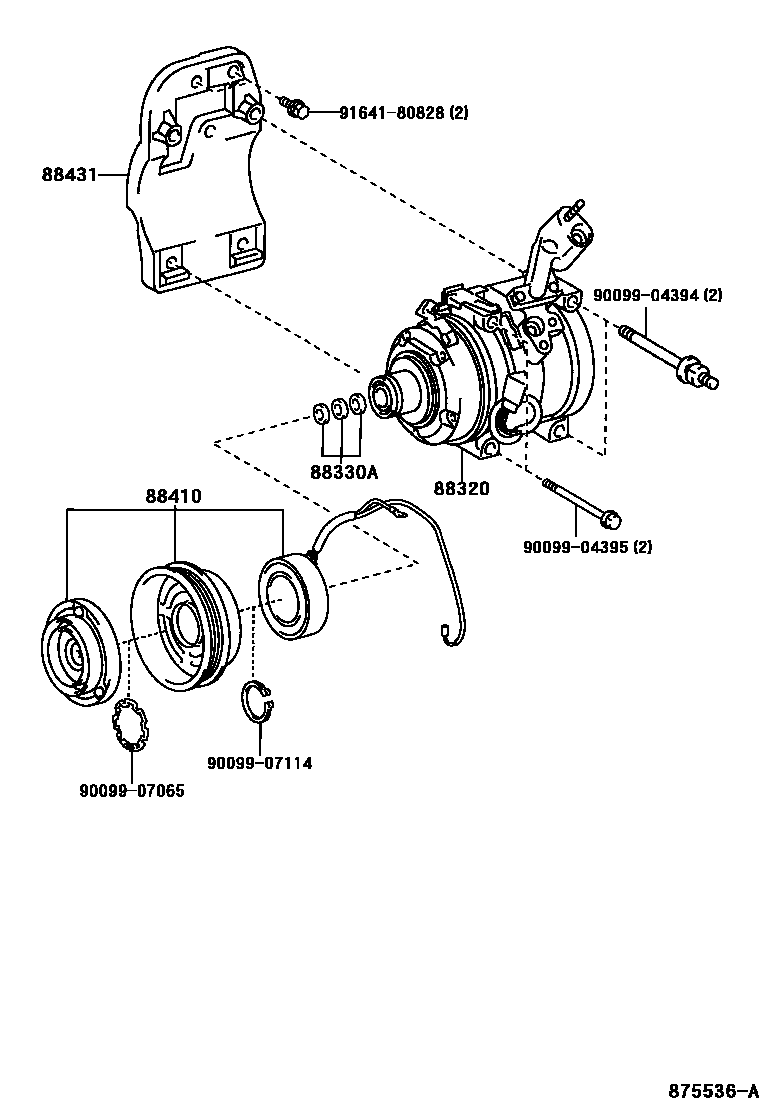Toyota CAMRY Heating & Air Conditioning - Compressor EPC diagram — 875536A