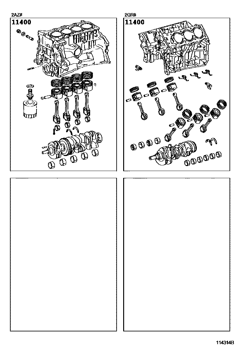 Toyota CAMRY Short Block Assembly EPC diagram — 114314B