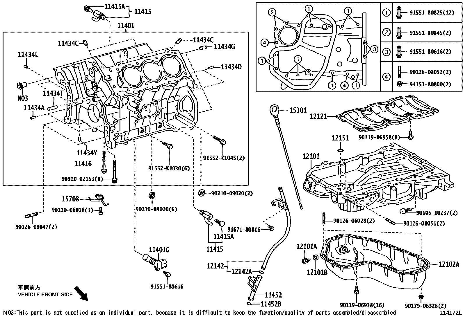 Toyota CAMRY Cylinder Block EPC diagram — 114172L