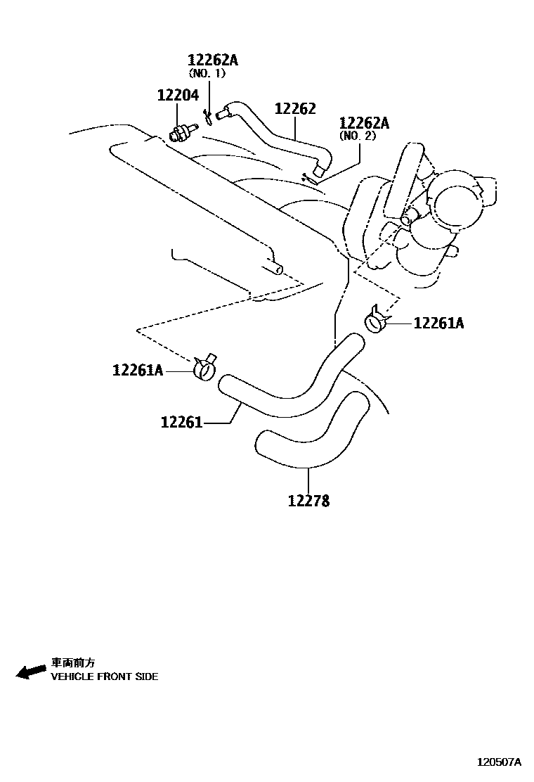 Toyota CAMRY Ventilation Hose EPC diagram — 120507A