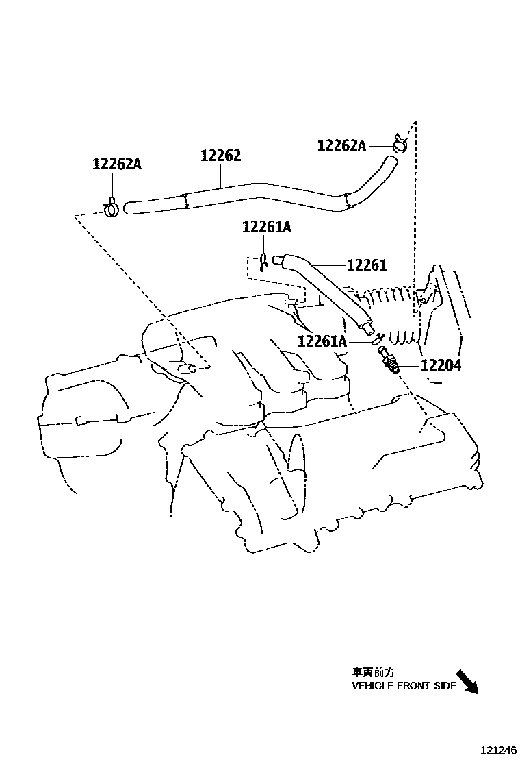 Toyota CAMRY Ventilation Hose EPC diagram — 121246