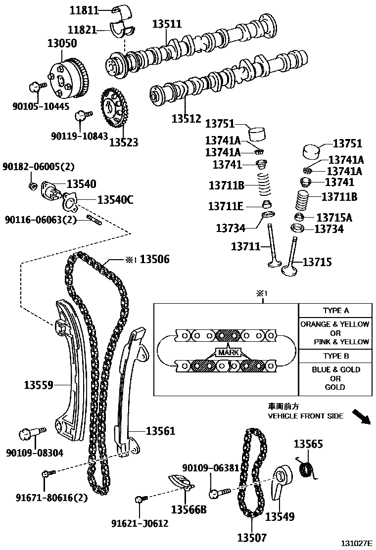 Toyota CAMRY Camshaft & Valve EPC diagram — 131027E