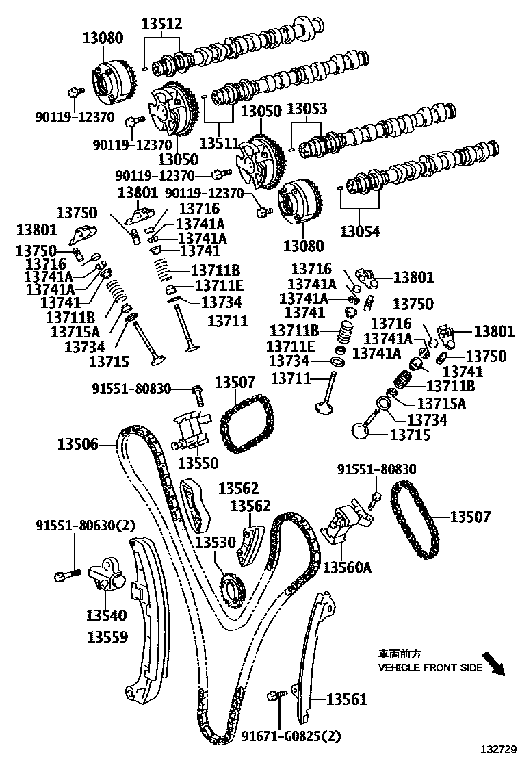 Toyota CAMRY Camshaft & Valve EPC diagram — 132729
