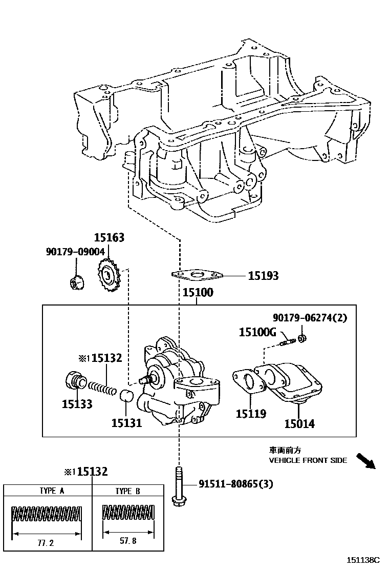 Toyota CAMRY Engine Oil Pump EPC diagram — 151138C